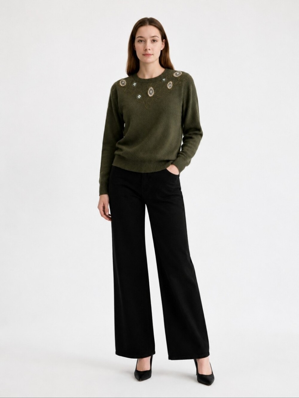 Vintage Franco Valeri | Lamb's  Wool Beaded Sweater